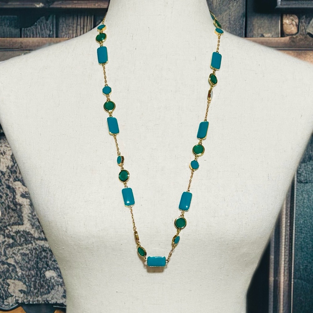 KATE SPADE • Turquoise Blue Pop Palette Scatter Necklace - Picture 5 of 6